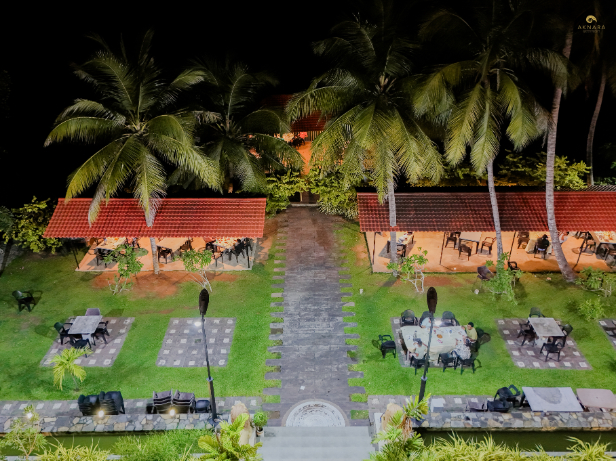 Night Drone Shot of Dining
